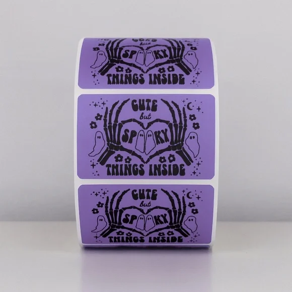 100 Cute But Spooky Stickers Roll 2x1 inch – Halloween Packaging Labels - Picture 1 of 5